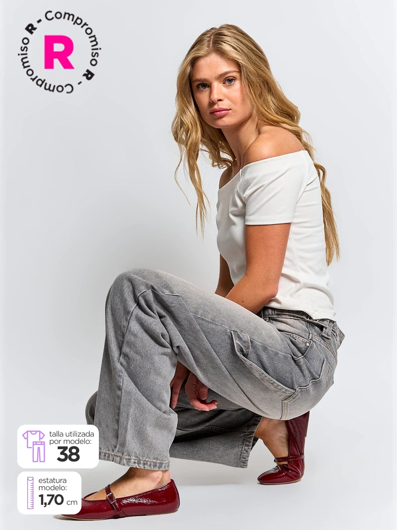 JEANS MUJER INDEX ALGODÓN CARPINTERO BAGGY - 1