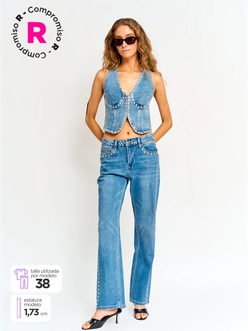 JEANS MUJER BARBADOS ALGODÓN TACHAS - 1
