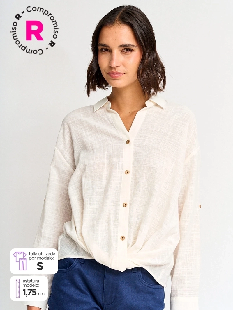 BLUSA MUJER REGATTA ALGODÓN MANGA LARGA RECOGIDO - 1