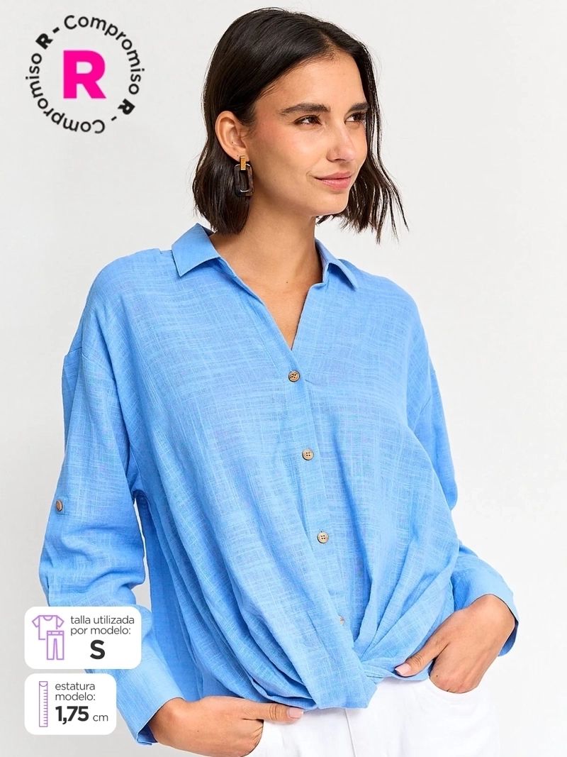 BLUSA MUJER REGATTA ALGODÓN MANGA LARGA RECOGIDO - 1