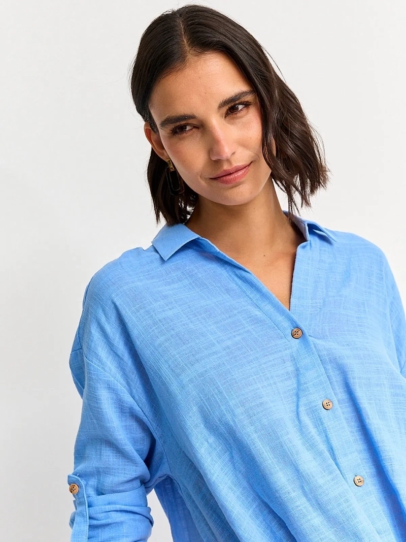 BLUSA MUJER REGATTA ALGODÓN MANGA LARGA RECOGIDO - 3
