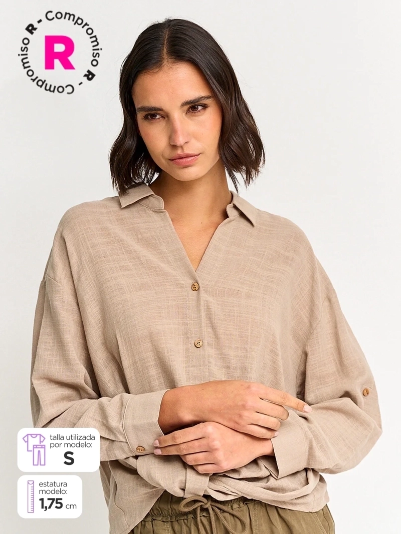 BLUSA MUJER REGATTA ALGODÓN MANGA LARGA RECOGIDO - 1