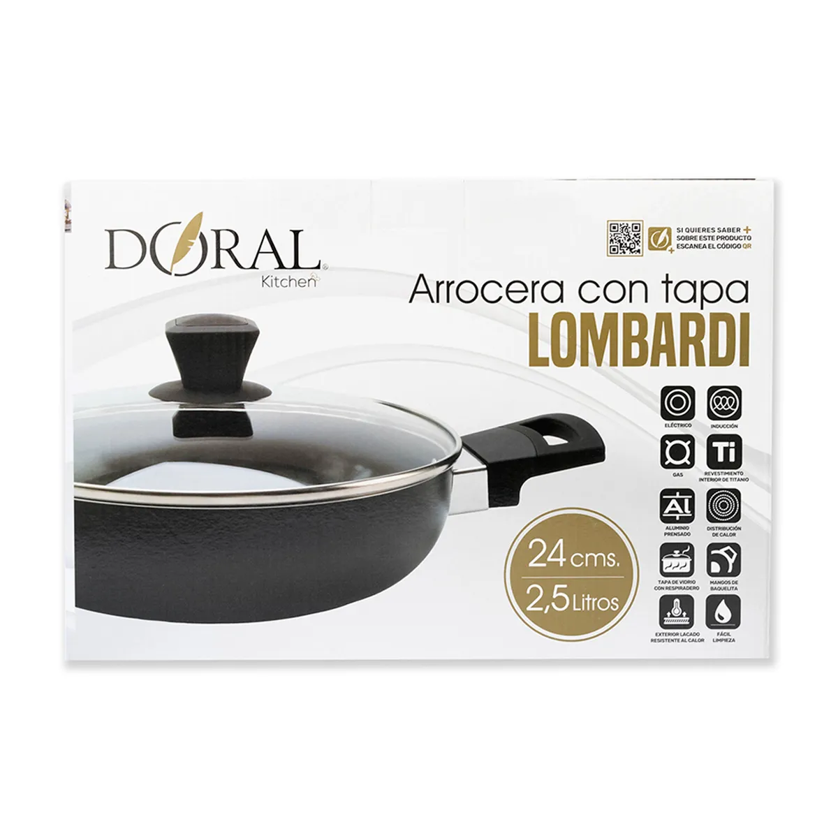 ARROCERA DORAL LOMBARDI CON TAPA 26CM NEGRO - 4