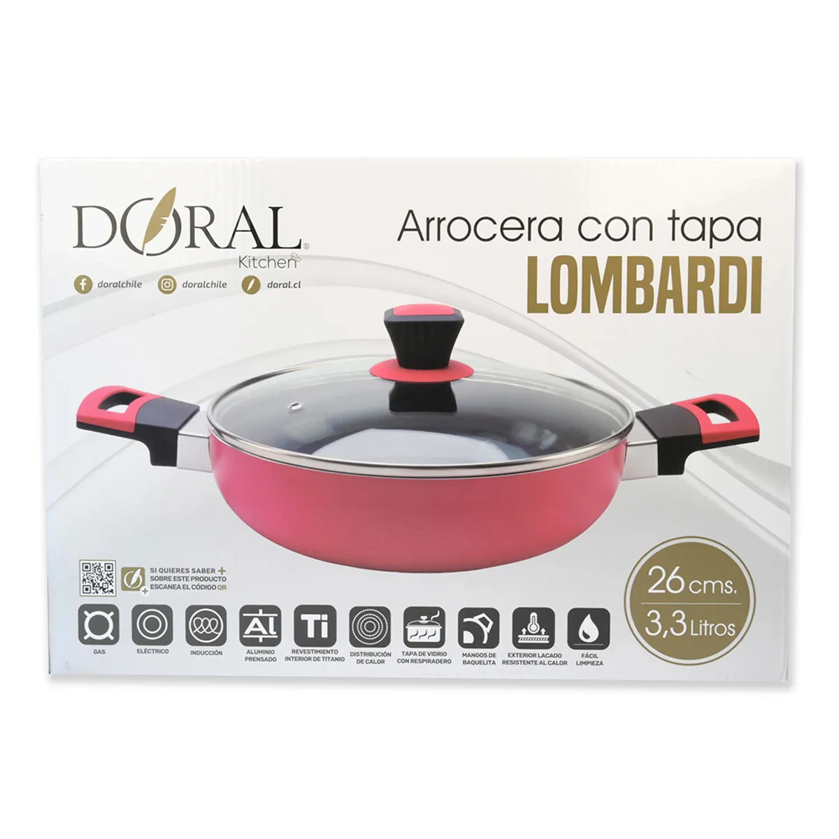 ARROCERA DORAL LOMBARDI CON TAPA 26CM ROJO - 4