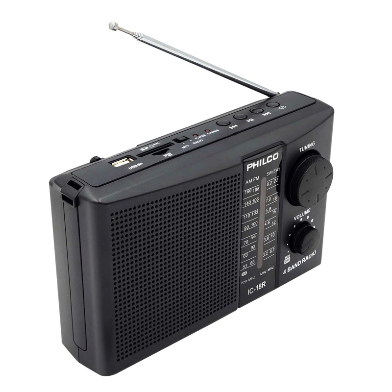 EQUIPO DE MÚSICA PHILCO 3 BANDAS RECARGABLE IC-18R USB/SD 1W - 2