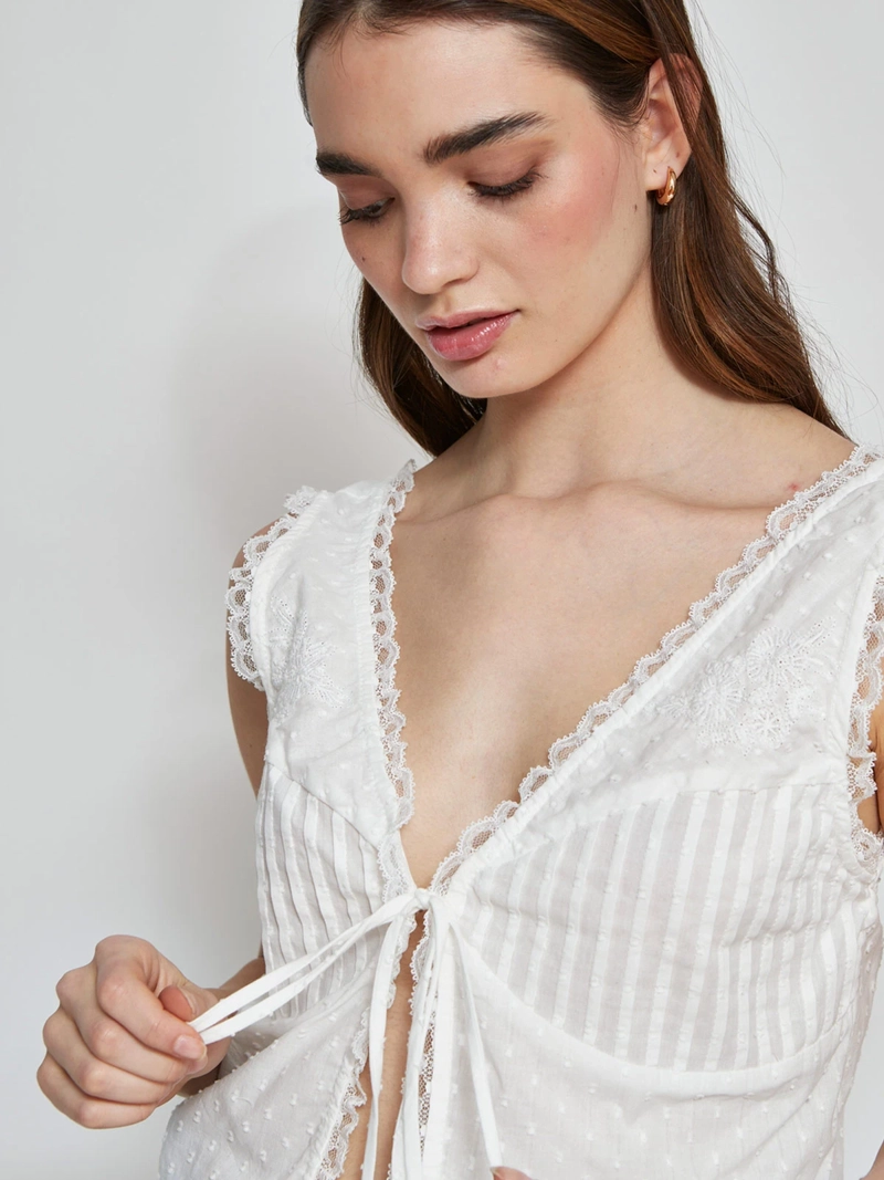 BLUSA MUJER BARBADOS ALGODÓN SIN MANGAS BORDADOS - 3