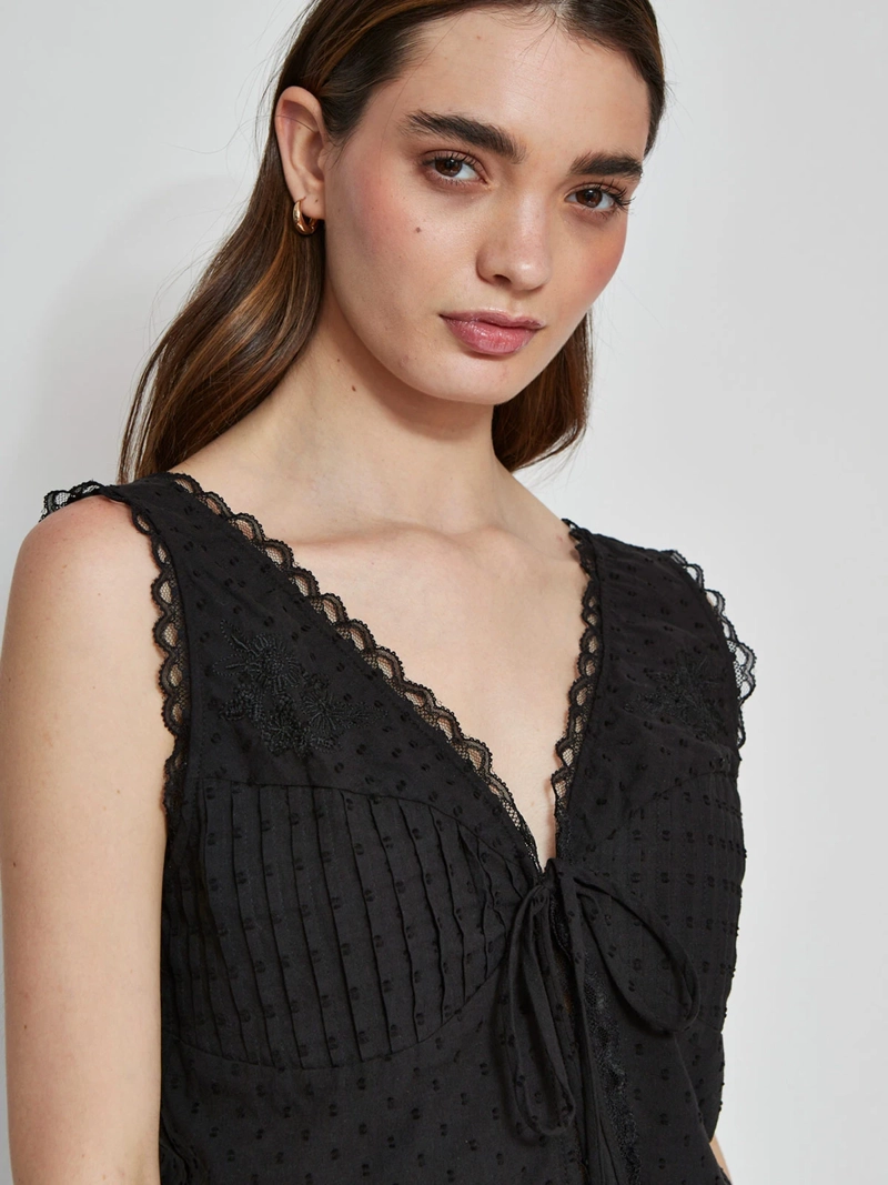 BLUSA MUJER BARBADOS ALGODÓN SIN MANGAS BORDADOS - 3