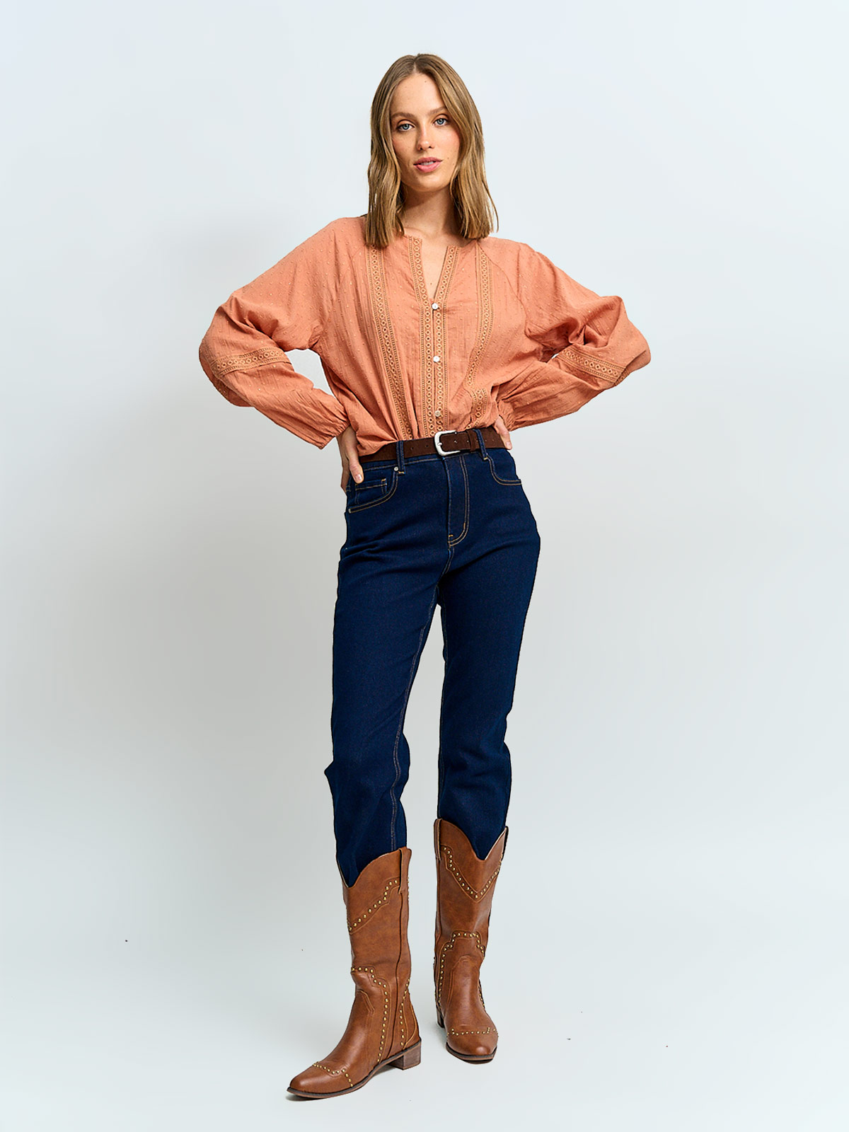 BLUSA MUJER TATIENNE MANGA LARGA BRILLOS - 4