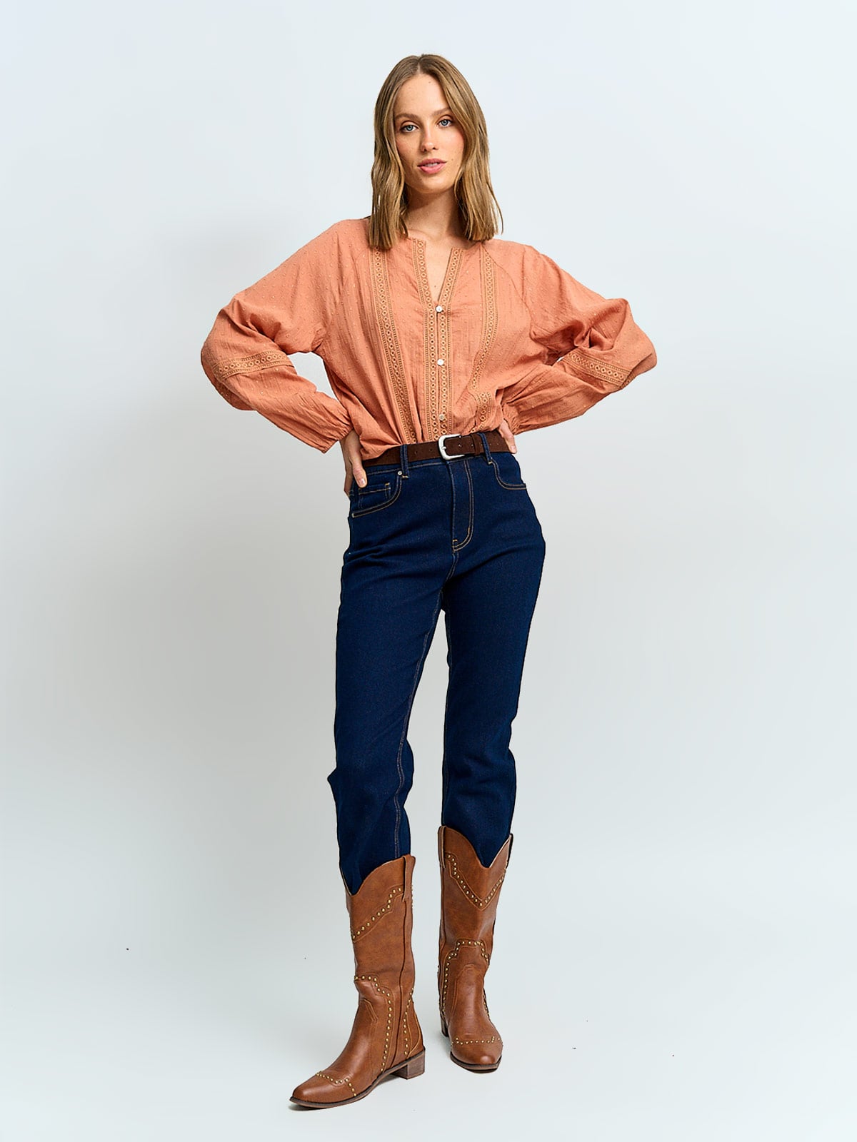 BLUSA MUJER TATIENNE MANGA LARGA BRILLOS - 4