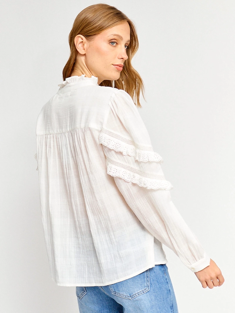 BLUSA MUJER TATIENNE ALGODÓN MANGA LARGA VUELOS - 2