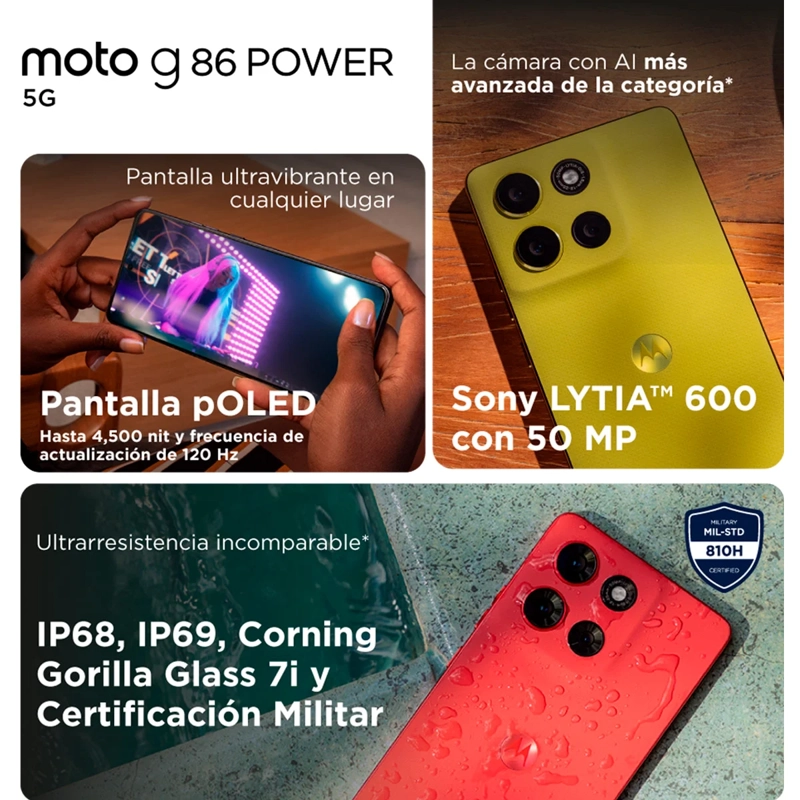 SMARTPHONE MOTOROLA MOTO G86 POWER 5G 256GB 8GB RAM 50MP 6.6” - 9