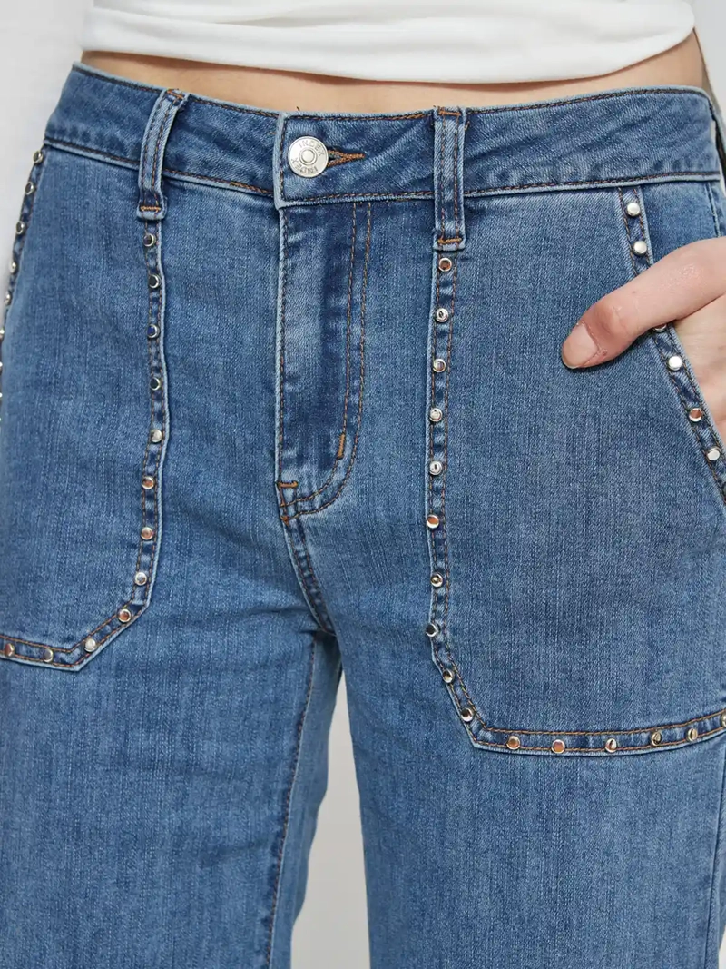 JEANS MUJER INDEX ALGODÓN WIDE LEG TACHAS - 4