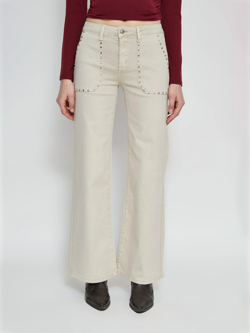 JEANS MUJER INDEX ALGODÓN WIDE LEG TACHAS - 2