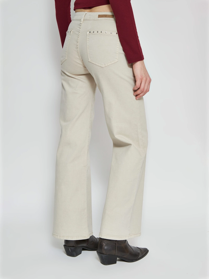 JEANS MUJER INDEX ALGODÓN WIDE LEG TACHAS - 3