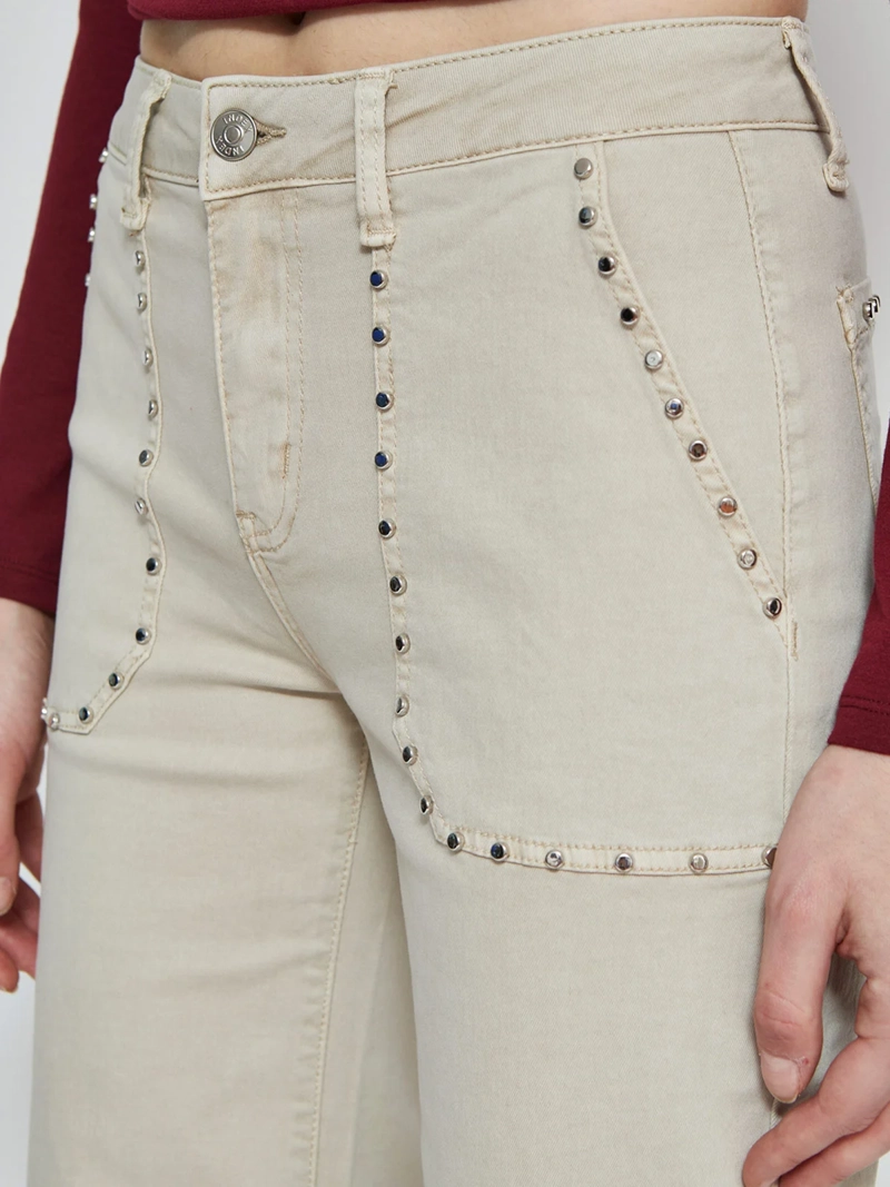 JEANS MUJER INDEX ALGODÓN WIDE LEG TACHAS - 4