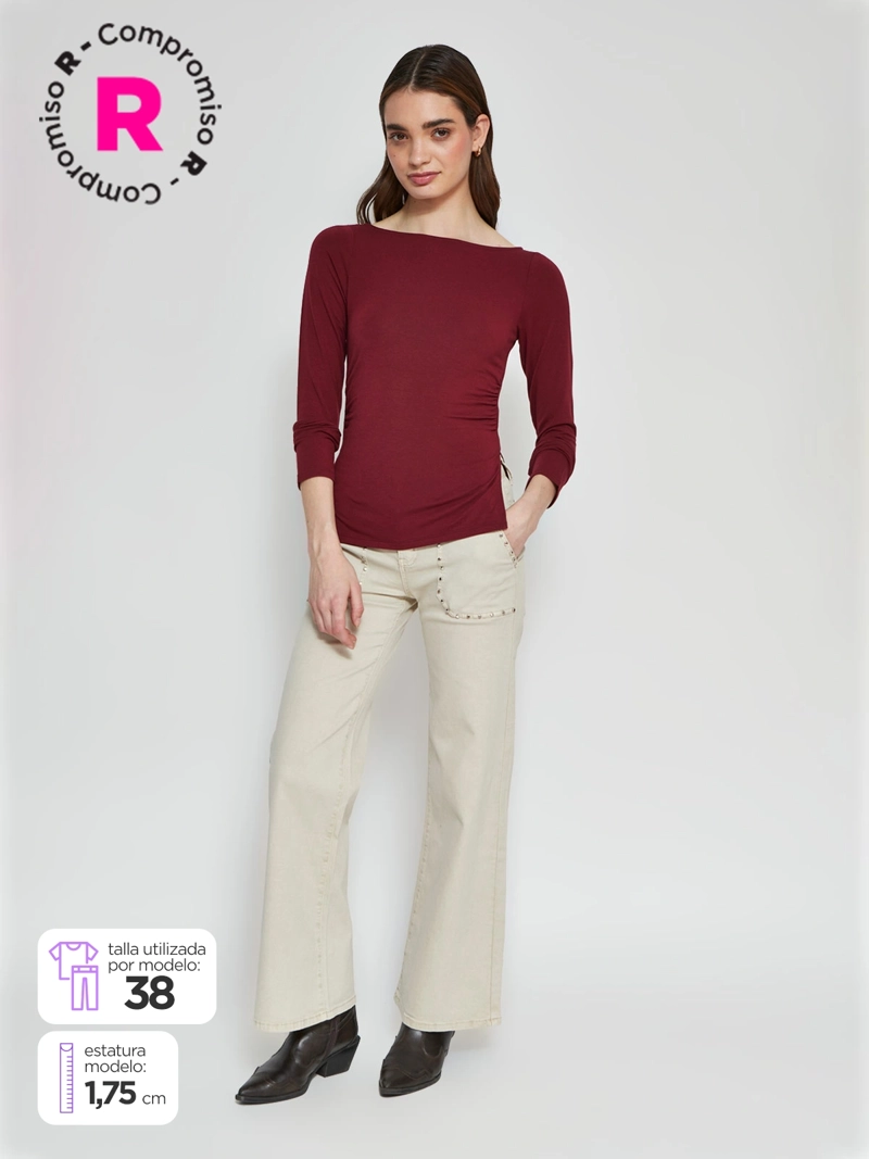 INDEX JEANS MUJER INDEX ALGODÓN WIDE LEG TACHAS