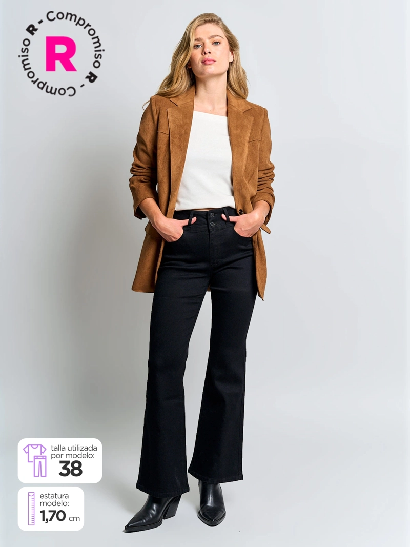 JEANS MUJER INDEX ALGODÓN FLARE PUSH UP TIRO ALTO - 1