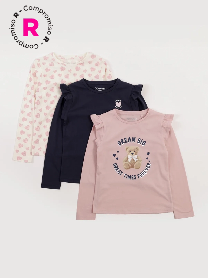 POLERAS MANGA LARGA NIÑA HARVEST TRIPACK - 1