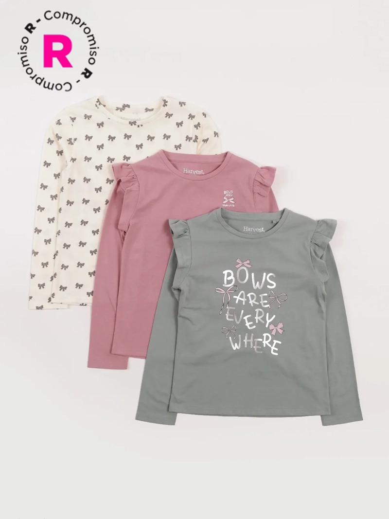 POLERAS MANGA LARGA NIÑA HARVEST TRIPACK - 1