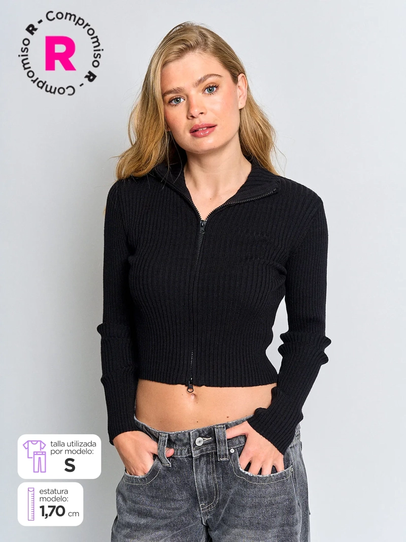 SWEATER MUJER INDEX MANGA LARGA CIERRE - 1