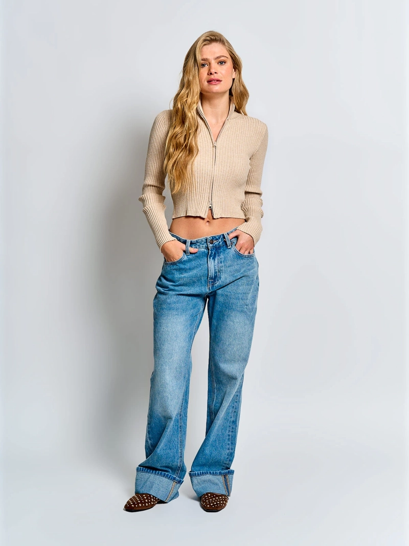 SWEATER MUJER INDEX MANGA LARGA CIERRE - 4