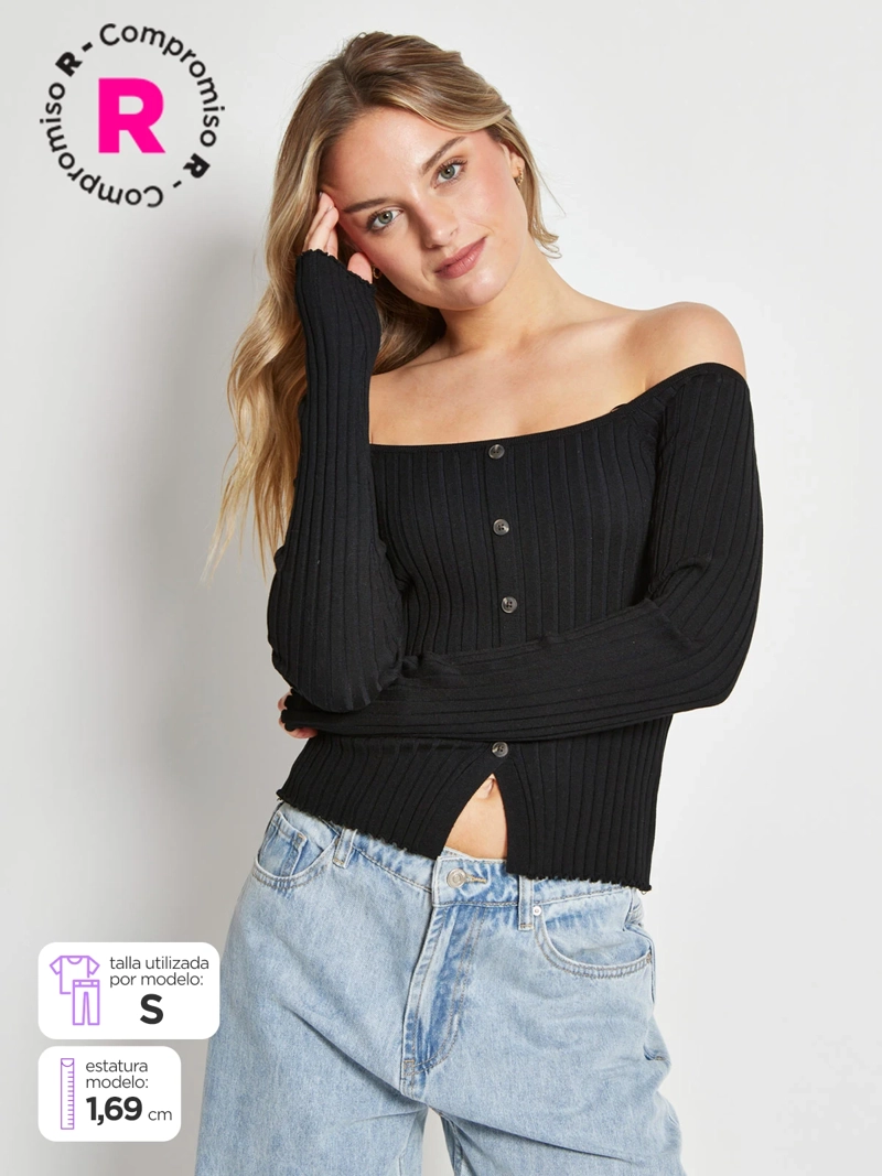 SWEATER MUJER INDEX MANGA LARGA HOMBROS DESCUBIERTOS - 1