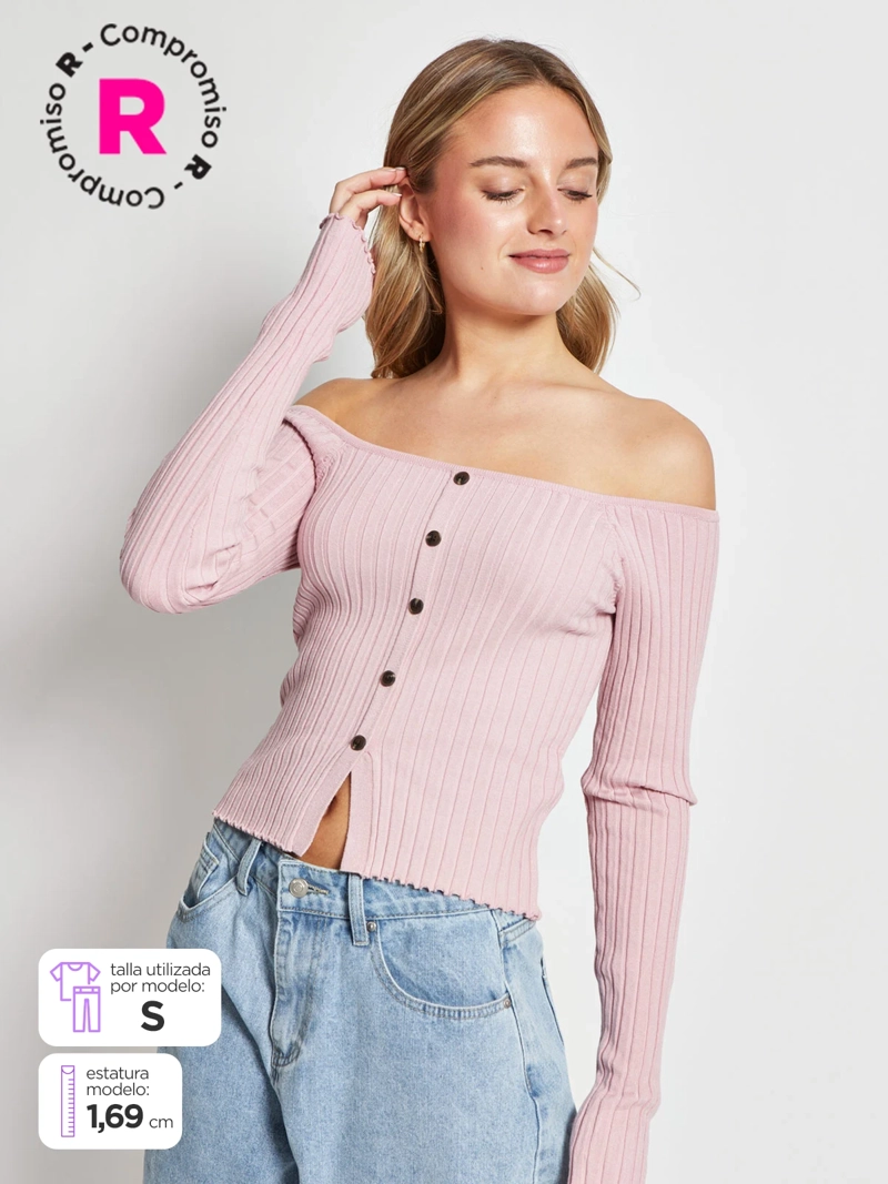 SWEATER MUJER INDEX MANGA LARGA HOMBROS DESCUBIERTOS - 1