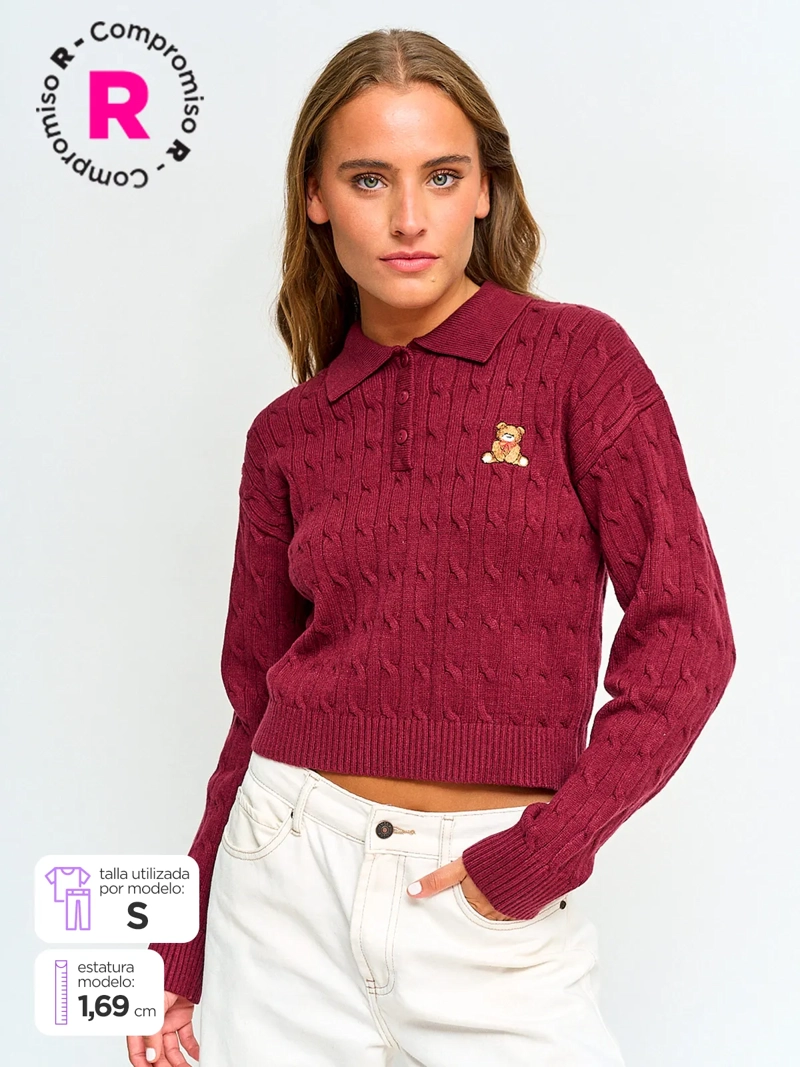 SWEATER MUJER INDEX CUELLO POLO MANGA LARGA - 1