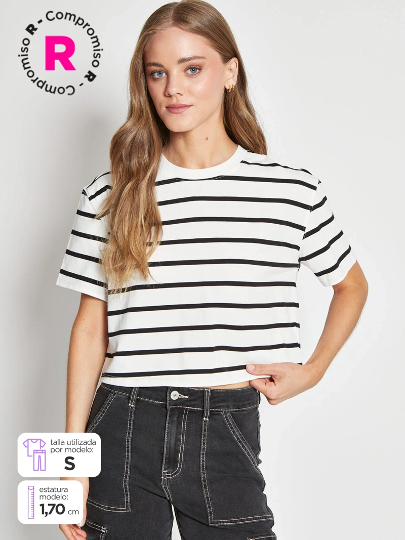 POLERA MUJER INDEX ALGODÓN MANGA CORTA BÁSICA
