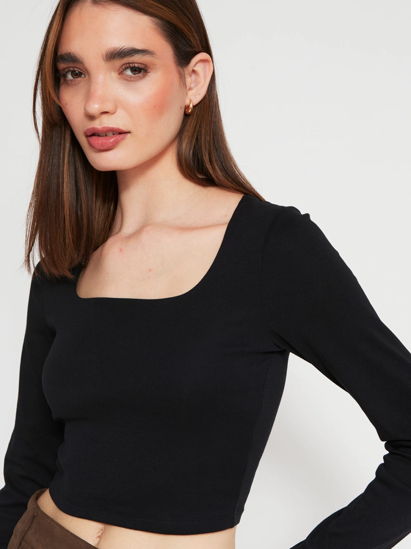 POLERA MUJER INDEX ALGODÓN ESCOTE CUADRADO MANGA LARGA - 3