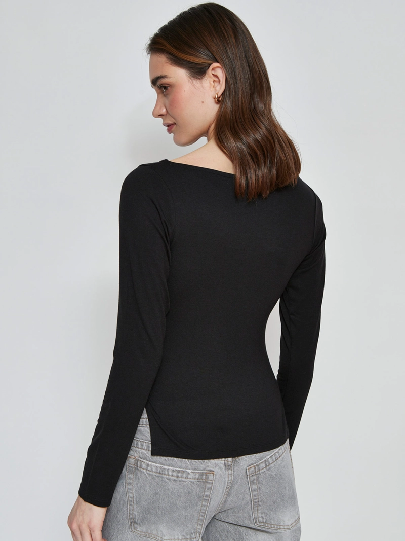 POLERA MUJER INDEX MANGA LARGA FRUNCIDA - 2