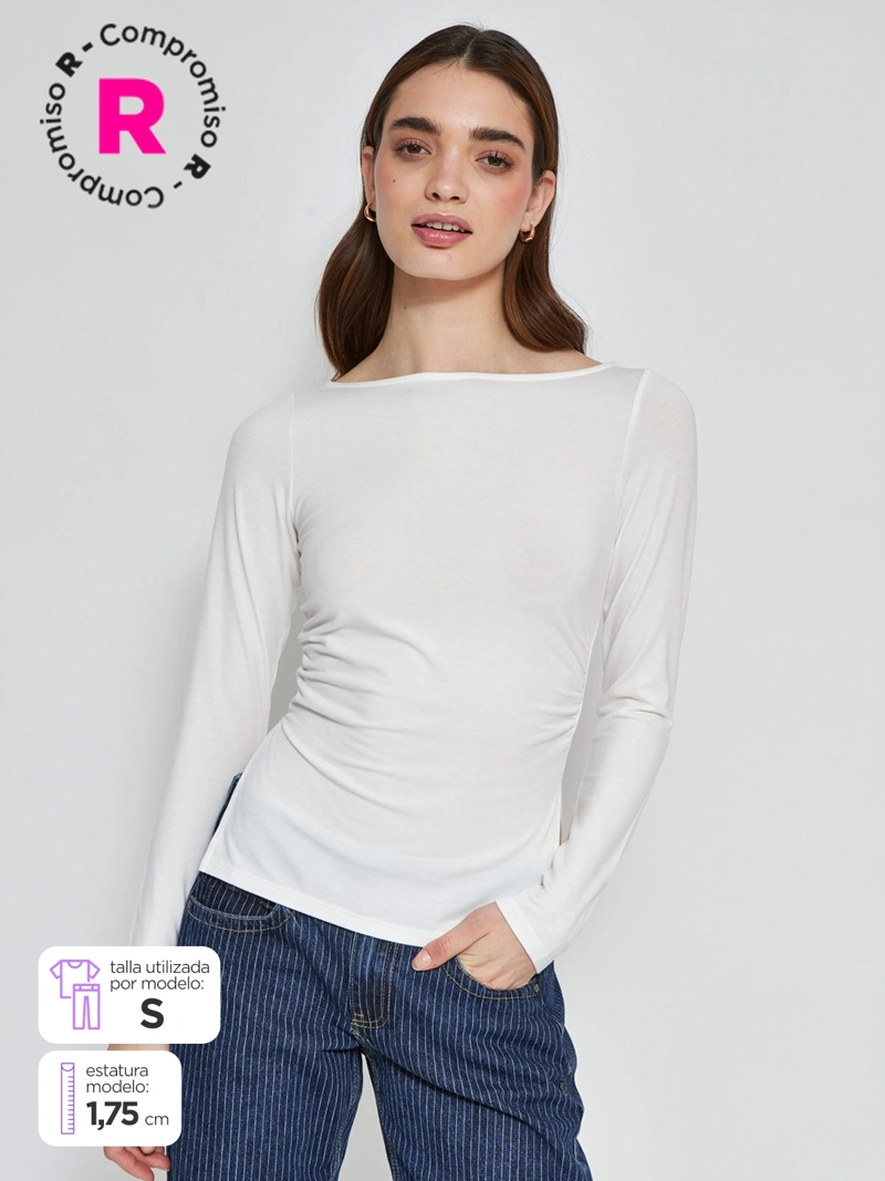 POLERA MUJER INDEX MANGA LARGA FRUNCIDA - 1