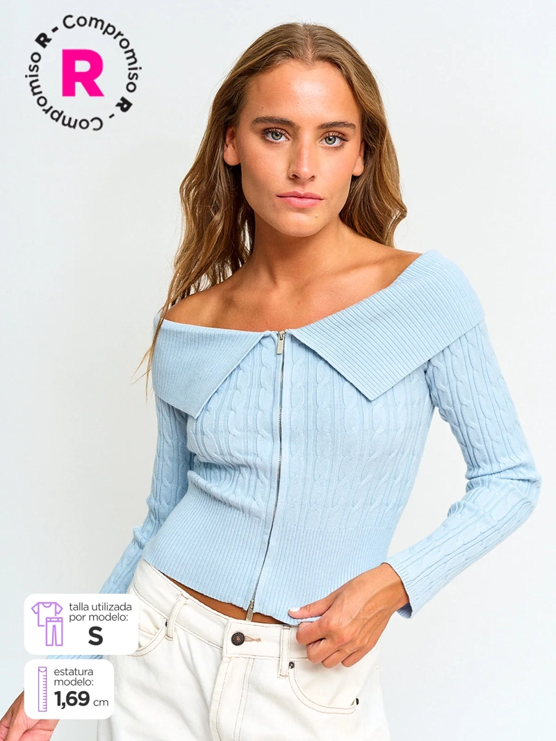 SWEATER MUJER INDEX MANGA LARGA TRENZADO HOMBROS DESCUBIERTOS - 1