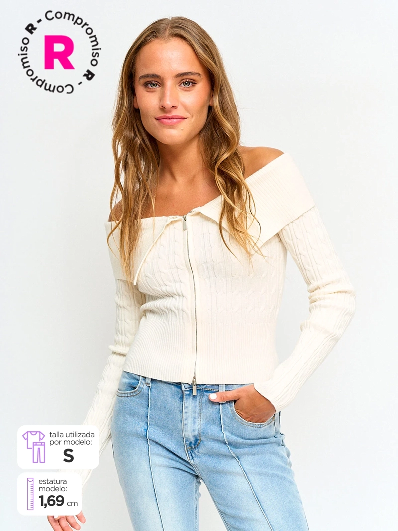 SWEATER MUJER INDEX MANGA LARGA TRENZADO HOMBROS DESCUBIERTOS - 1