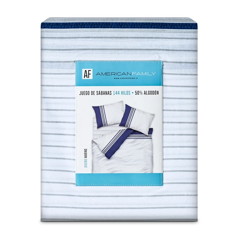 JUEGO DE SÁBANAS AMERICAN FAMILY MARINO 144 HILOS 2 PLAZAS PIEDRA - 4