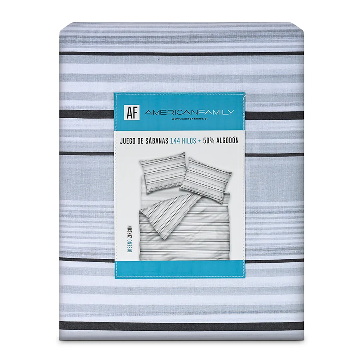 JUEGO DE SÁBANAS AMERICAN FAMILY ZIRCON 144 HILOS 2 PLAZAS GRIS - 4