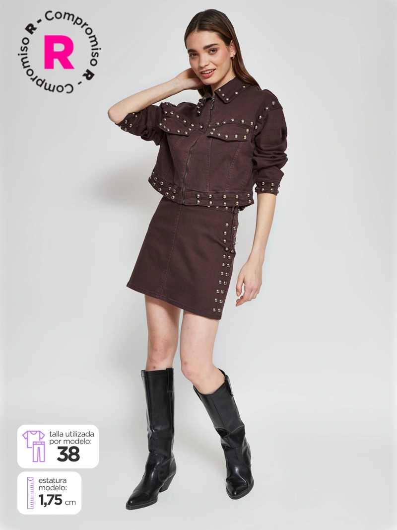 FALDA MUJER BARBADOS ALGODÓN CORTA TACHAS - 1