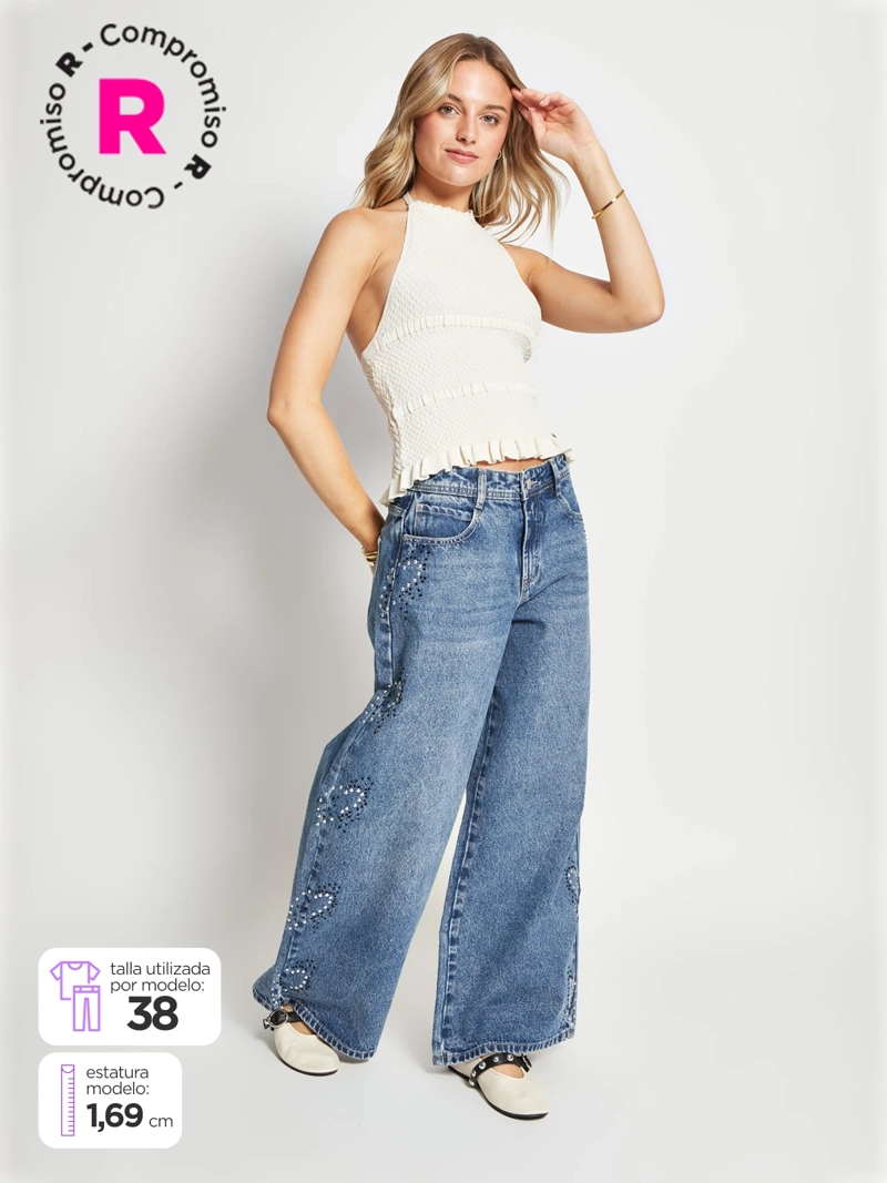 JEANS MUJER BARBADOS ALGODÓN APLICACIONES - 1