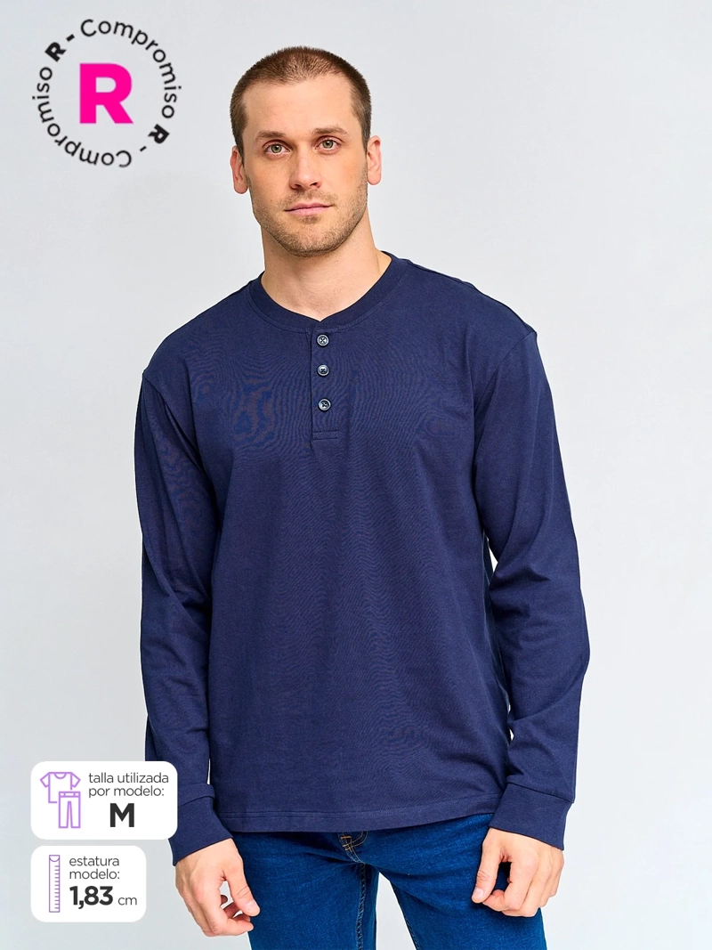 POLERA HOMBRE KENNETH STEVENS ALGODÓN MANGA LARGA - 1