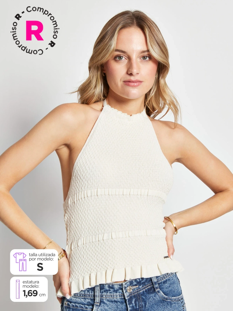 POLERA MUJER BARBADOS SIN MANGAS RECOGIDA - 1