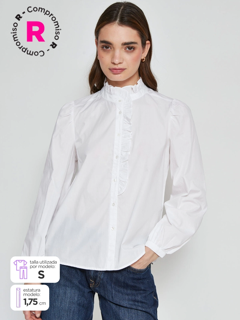 BLUSA MUJER PEPE JEANS ALGODÓN VOLANTES - 1
