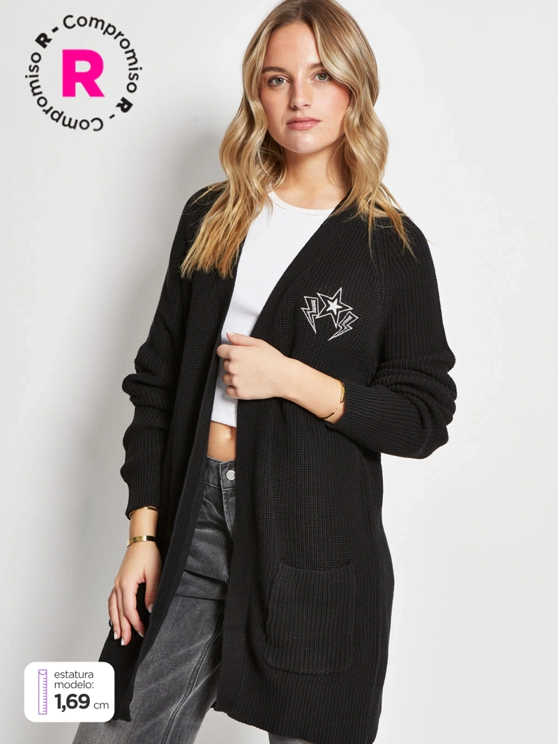 CARDIGAN MUJER BARBADOS ALGODÓN BORDADO - 1