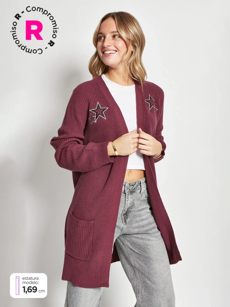 CARDIGAN MUJER BARBADOS ALGODÓN BORDADO - 1