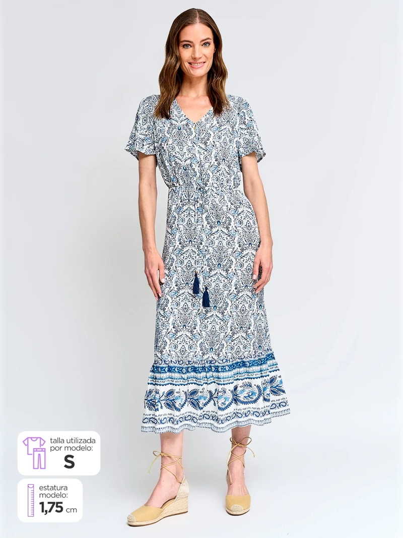 VESTIDO MUJER AZIZ LARGO ESTAMPADO - 1
