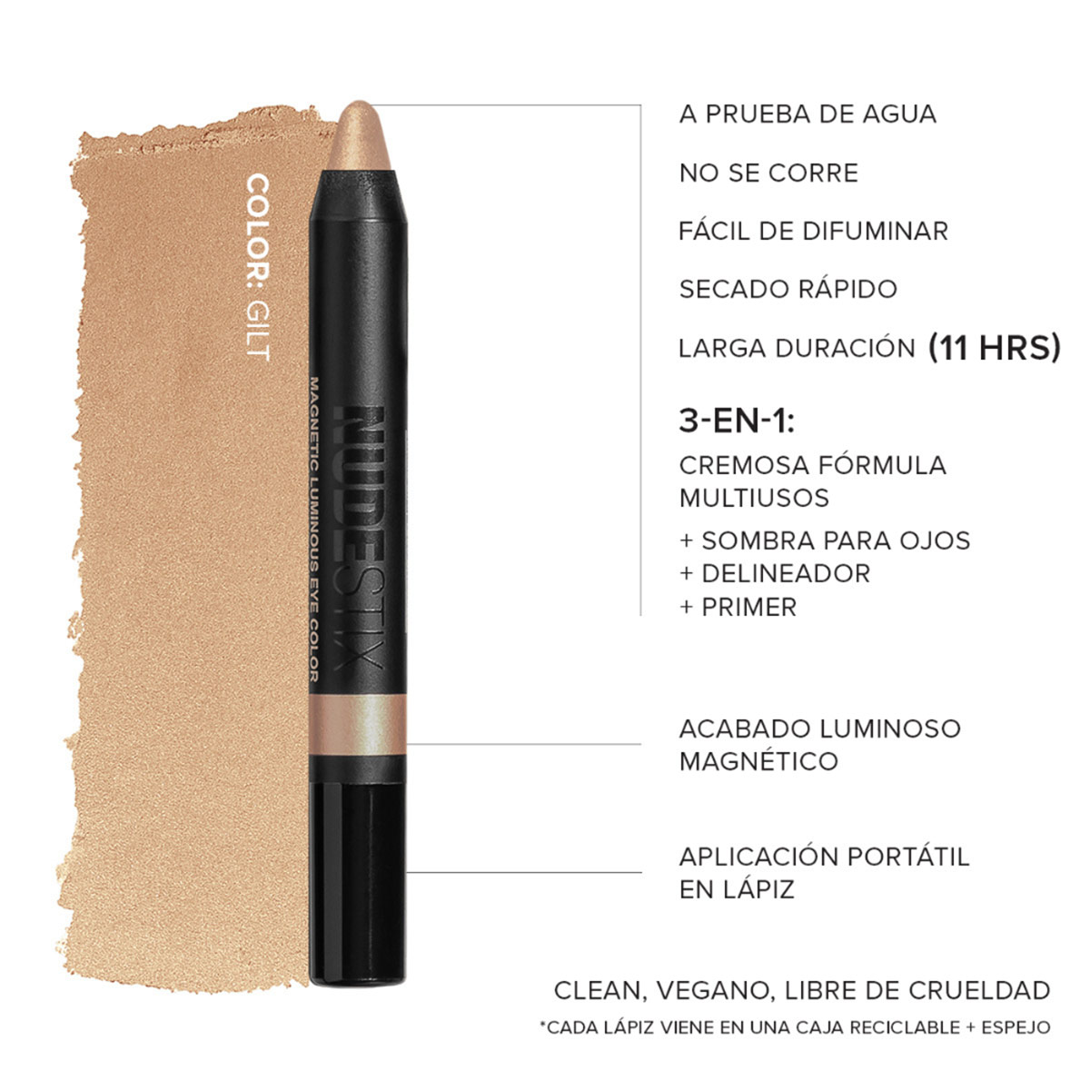 DELINEADOR DE OJOS NUDESTIX MAGNETIC LUMINOUS EYE PENCIL GILT 2,8GR - 3