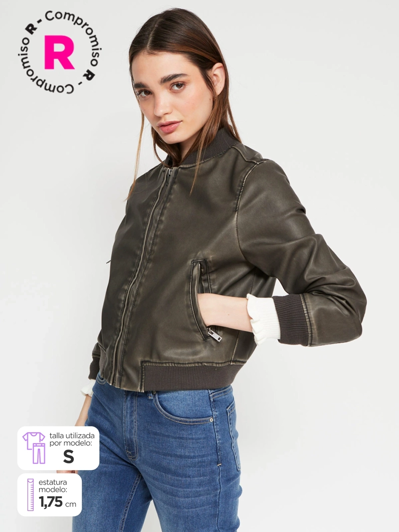 CHAQUETA MUJER INDEX BOMBER DESGASTADA - 1