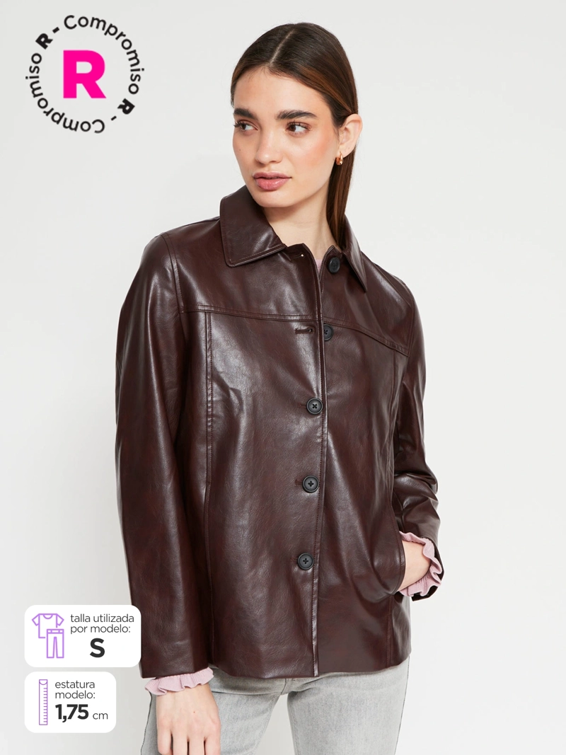 CHAQUETA MUJER INDEX CORTA EFECTO PIEL - 1