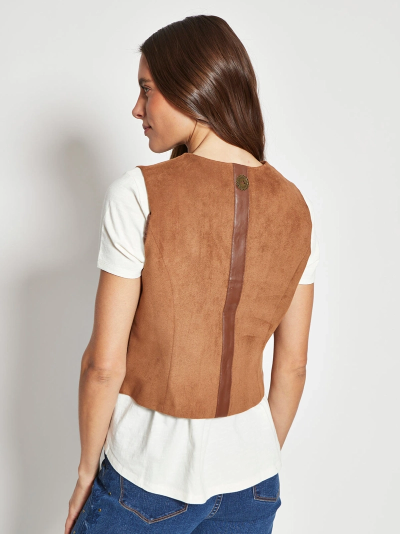 GILET MUJER TATIENNE GAMUZA BORDADA - 2