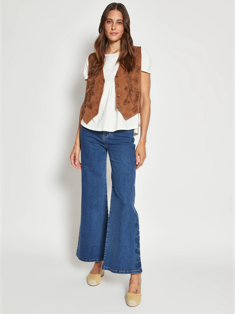 GILET MUJER TATIENNE GAMUZA BORDADA - 4