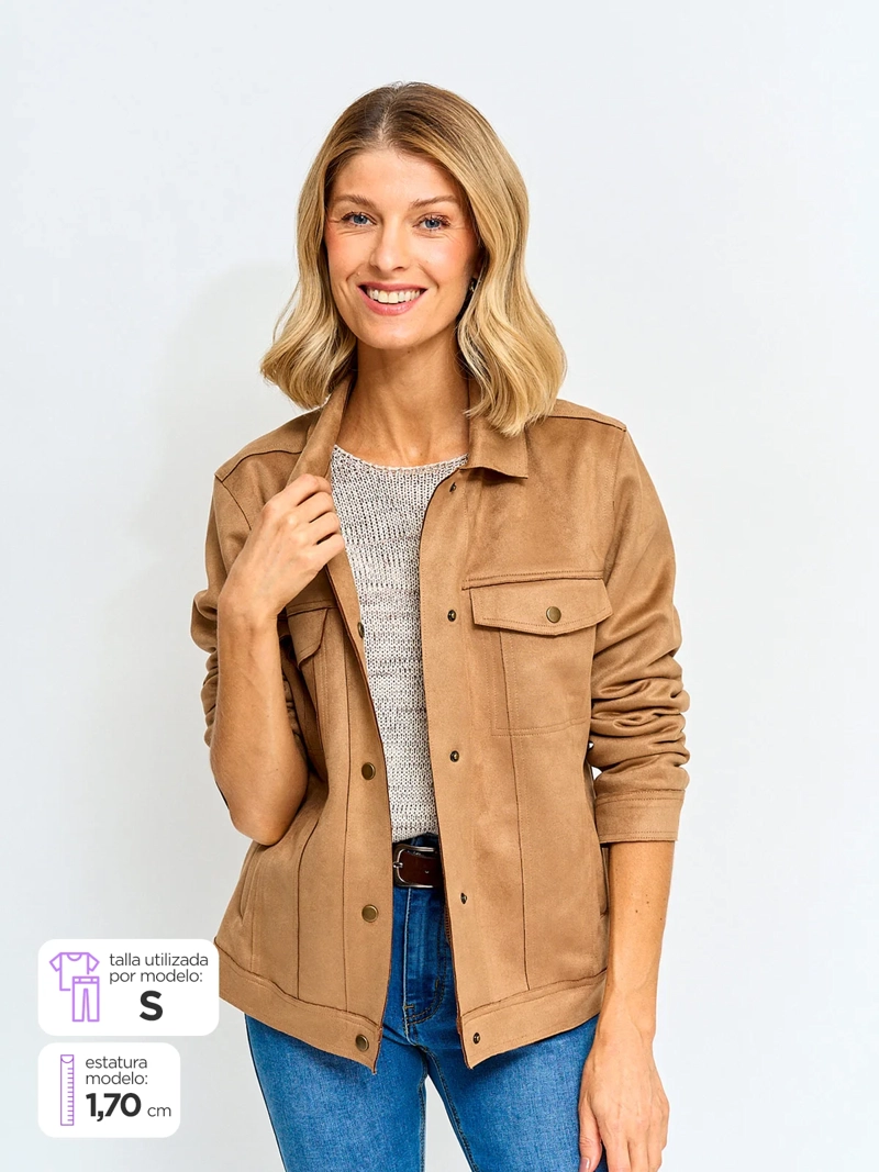 CHAQUETA MUJER AZIZ TIPO SUEDE CORTA - 1